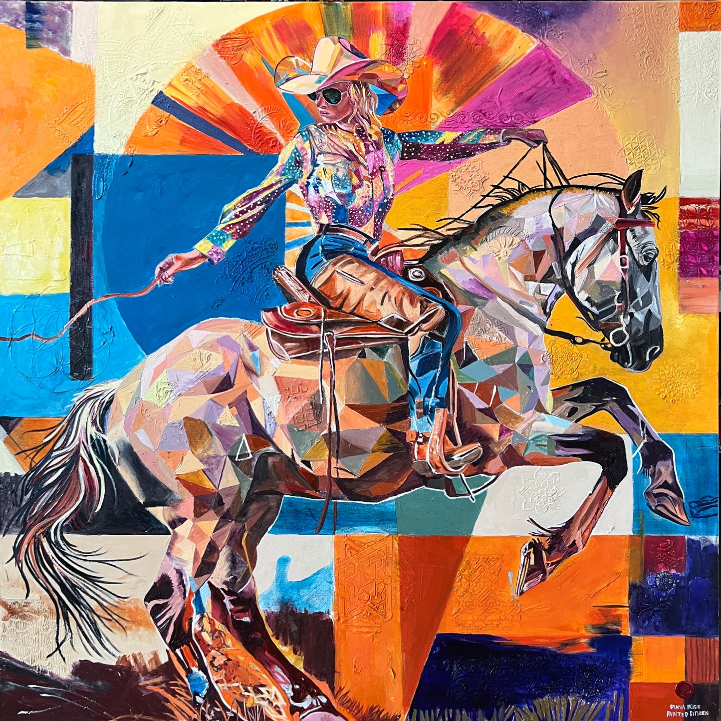 “Taking the Reigns” 48x48 inches, acrylic and oil painting