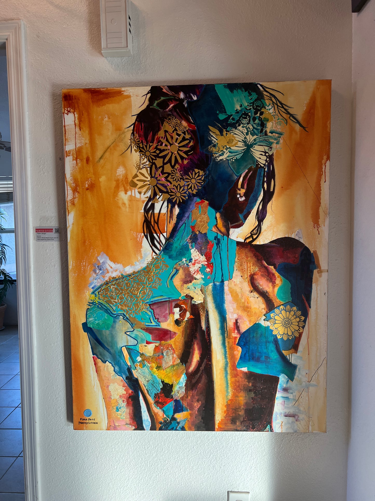 "Open Wings" 36x48 inches, Mixed Media Oil Painting