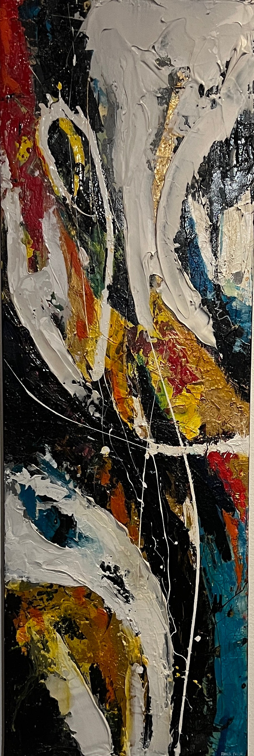 "Bliss" 60x20 inches, Mixed Media Acrylic and Oil Painting