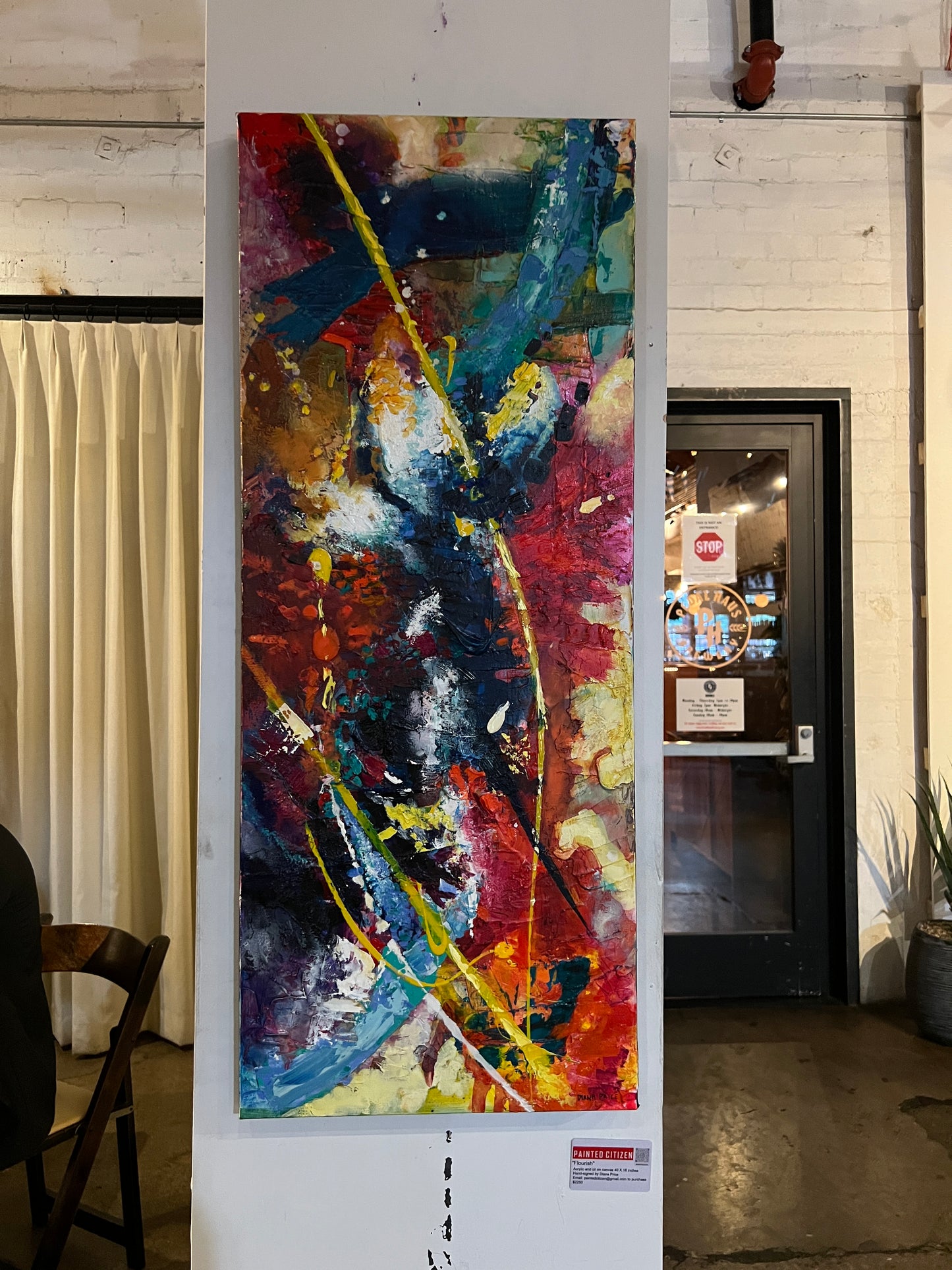 "Flourish" 40x16 inches, Mixed Media Acrylic and Oil Painting